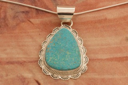 Genuine Kingman Turquoise Sterling Silver Navajo Pendant